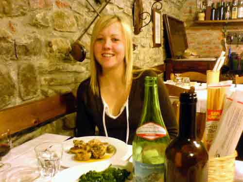 Eating in a trattoria in Lunigiana, Tuscany